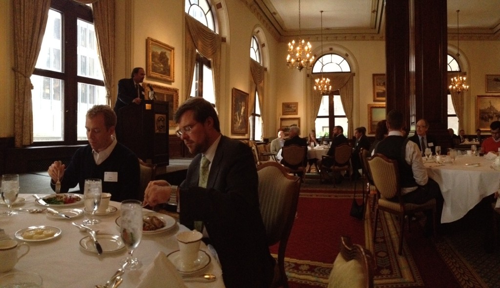 David Lynam, of Lynam & Associates, greets the Union League Club of Chicago audience.